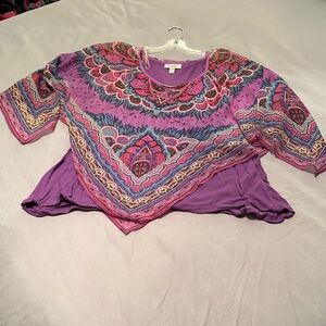 dressbarn Purple and Pink Patterned Blouse